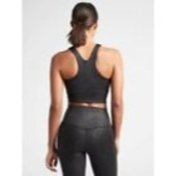 Athleta Small Black Embossed Conscious Crop Yoga Gym Active Athleisure Sports Br - Picture 5 of 6